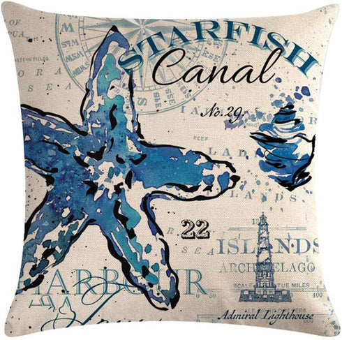 ULOVE LOVE YOURSELF Sea Throw Pillow Covers Only Ocean Theme Seahorse-Octopus-Starfish-Crab Pattern Beach House Decorative Cushion Cover Coastal Pillowcases 18—18,4Pack (Ocean Theme)