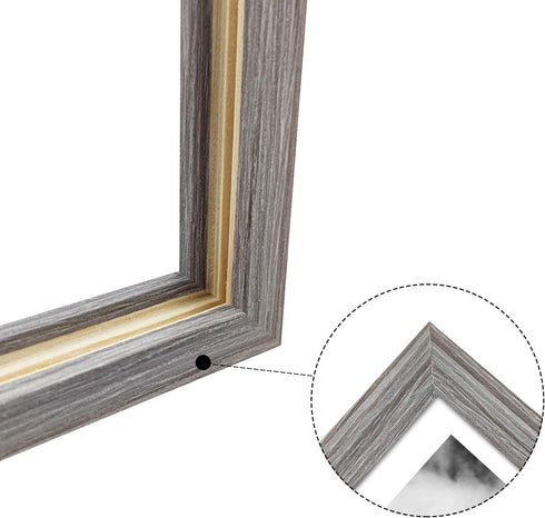 IkaLede 12x16 Rustic Picture Frames Display 11x14 Pictures with Mat or 12x16 Photos without Mat Solid Wood Grain Picture Frames Wall Art for Living Room Wall Mounting Decor