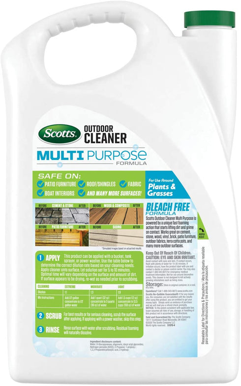 Scotts Outdoor Cleaner Multi Purpose Formula: Concentrate, Bleach-Free, Use on Decks, Siding, Stone and Patio Furniture, 1 gal.