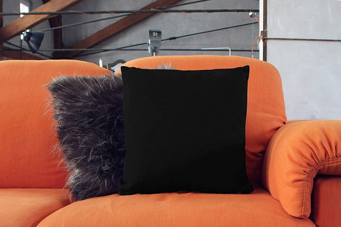 Encasa Homes Throw Pillow Cover 2pc Set - Jet Black - 24 x 24 inch Solid Dyed Cotton Canvas Square Accent Decorative Cushion Case for Couch Sofa Chair Bed & Home Only Covers