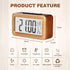Wooden Digital Alarm Clock, Large LED Display, 12/24 Hours Display,Smart Sensor Night Light,Date,Snooze and Temperature, Battery Operated,Bedside Alarm Clock for Bedroom, Desk Alarm Clock for Office