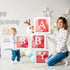 msnautpr 74 PCS Baby Boxes with Letters for Baby Shower 4Pcs Transparent Balloons Boxes Decor with 30 Letters 40 Balloons, DIY Baby Shower Decorations for Girl Kit Gender Reveal Bridal Party Backdrop