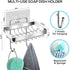 Soap Dish Holder, XaGai Stainless Steel Rustpoof Bar Soap Holder with 2 Hooks for Bathroom Shower Kitchen,Adhesive No Drilling Wall Mounted Soap Bar Holder for Shower Wall - Chrome