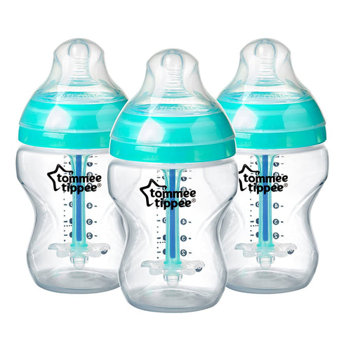 Tommee Tippee Anti-Colic Baby Bottles, Slow Flow Breast-Like Nipple and Unique Anti-Colic Venting System (9oz, 3 Count)