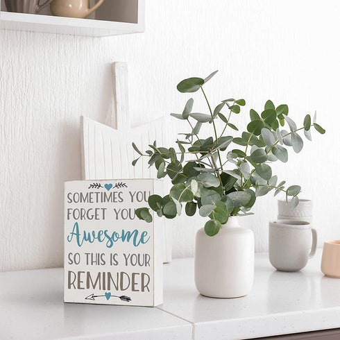 Cocomong Modern Farmhouse Decorations for Living Room, Sometimes You Forget You are Awesome, Inspirational Gifts, Housewarming Gifts for Women, Inspirational Wall Art Shelf Decor, House Decor Sign 6x8