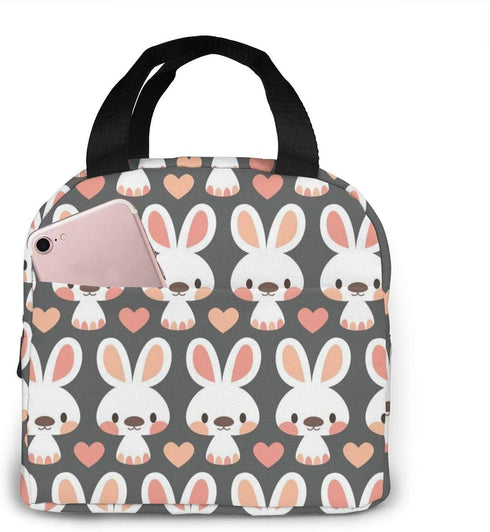 antspuent Cute Little Bunnies Lunch Bag for Women Girls Kids Insulated Picnic Pouch Thermal Cooler Tote Bento Large Meal Prep Cute Bag Big Leakproof Soft Bags for Lunch Box, Camping, Travel, Fishing