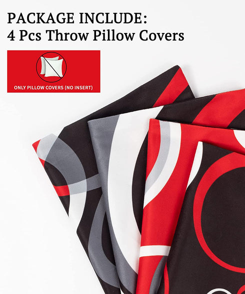 D DIFARIC Red and Black Throw Pillow Covers 18x18 Inches Set of 4 Decor Decorative Throw Pillow Cover Abstract Modern Geometric Square Cushion Cases for Sofa Bed Couch