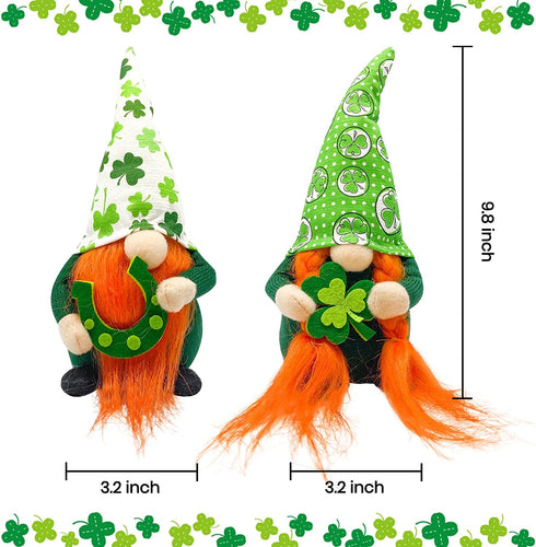 St Patricks Day Decorations Gnomes for Home Table Ornament St. Patrick's Day Gifts Home Decor Green Irish Gnome Plush Elf Scandinavian Handmade Swedish Tomte Leprechaun Figurines(Green)