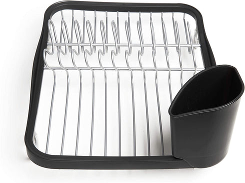 Umbra 330065-744 Sinkin Drying Rack Dish Drainer Caddy with Removable Cutlery Holder Fits in Sink or on Counter top, Medium, Black/Nickel