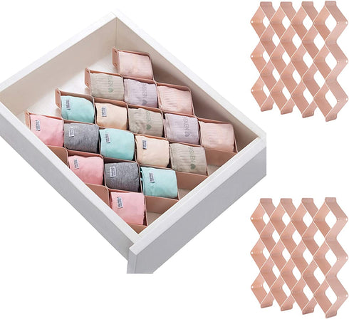 StarratS Honeycomb Drawer Organizer, Plastic Honeycomb Drawer Dividers-Sock-Underwear-Belt-Scarf-2 Sets of 59 Slots(Pink)