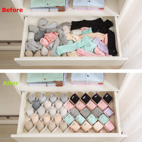 StarratS Honeycomb Drawer Organizer, Plastic Honeycomb Drawer Dividers-Sock-Underwear-Belt-Scarf-2 Sets of 59 Slots(Pink)