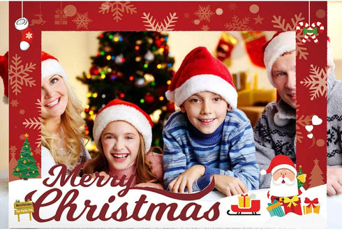 Christmas Photo Booth Props Kit, 32PCS Photo Props with Large Photo Booth Frame (20x28?), DIY Christmas Picture Props Selfie Accessories, Perfect for Xmas Holiday Party Decoration