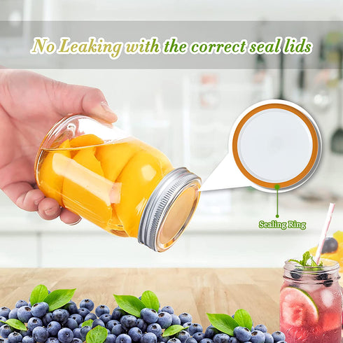 Regular Mouth Canning Lids, 128 Count Split Type Mason Jar Lids for Ball, Kerr Jars, Food Grade Material, Silver/70MM