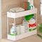 SPACEKEEPER Under Sink Organizers Storage, Bathroom Under Sink Shelf Basket, 2 Tier Bath Organizers and Storage Rack with Hooks, Under Kitchen Sink Shelf Multi-purpose, White