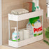 SPACEKEEPER Under Sink Organizers Storage, Bathroom Under Sink Shelf Basket, 2 Tier Bath Organizers and Storage Rack with Hooks, Under Kitchen Sink Shelf Multi-purpose, White