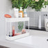 SPACEKEEPER Under Sink Organizers Storage, Bathroom Under Sink Shelf Basket, 2 Tier Bath Organizers and Storage Rack with Hooks, Under Kitchen Sink Shelf Multi-purpose, White