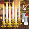LVJING Window Candle Lights - Set of 6 Flameless Taper Candles with Gold Bases, Battery Operated, Timer Setting, 2 Remote Control, Christmas Valentine's Day Festival Decorations