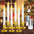 LVJING Window Candle Lights - Set of 6 Flameless Taper Candles with Gold Bases, Battery Operated, Timer Setting, 2 Remote Control, Christmas Valentine's Day Festival Decorations