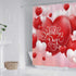 Allenjoy 72x72 inch Valentine's Day Shower Curtain Set Romantic Red and White Heart Shaped Balloons Decor Home Bathroom Bathtub Curtains Durable Waterproof Washable Fabric with 12 Hooks
