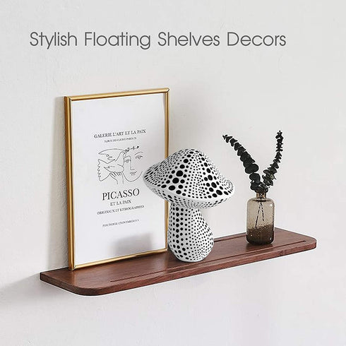 Mushroom Statue Decor (White) Small Crafted Figurines for Home Decor Accents, Living Room Bedroom Bathroom Office Decoration, Book Shelf TV Stand Ornament - Decorative Sculptures Collection BFF Gifts