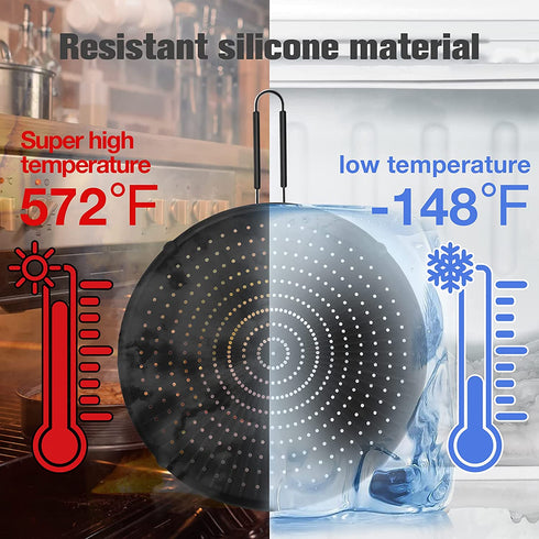 Splatter Screen for Cooking, Splatter Screen for Frying Pan,13? Multi-Use Hot Oil Splash Guard W Fish Scale Rag × 2, Drain Board, Non-Stick, Food Safe & Heat Resistant Universal Pan Cover