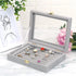 Velvet Glass Jewelry Ring Display Stand Storage Box Ring Earrings Jewelry Box Ring Holder Case (Grey)