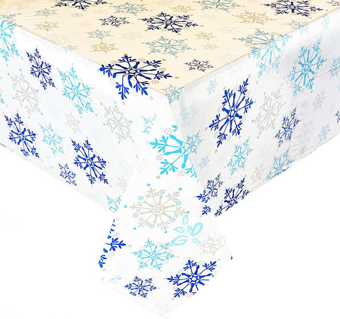 Decostyle, 6 Pack Premium Disposable table cover, Frozen, elsa, Snowflake, crystal, parties, Winter theme, Plastic, Birthday Party, Rectangular decorations, Tablecloth, table cloths 54 Inch x 108 Inch