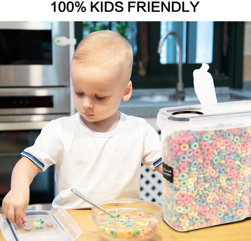 Cereal Containers Storage Set - 3 Piece Airtight Large Dry Cereal Container (135.2oz), BPA Free Dispenser Plastic Cereal Storage Containers with 16 Labels & Pen - FOOYOO