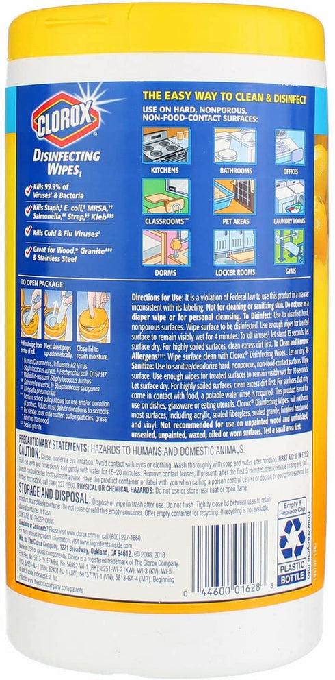 Clorox Disinfecting Wipes Lemon 3 Packs of 75 Count, 225 Count