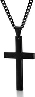 Jstyle Stainless Steel Chain Black Cross Necklace for Men Women, 24 Inch