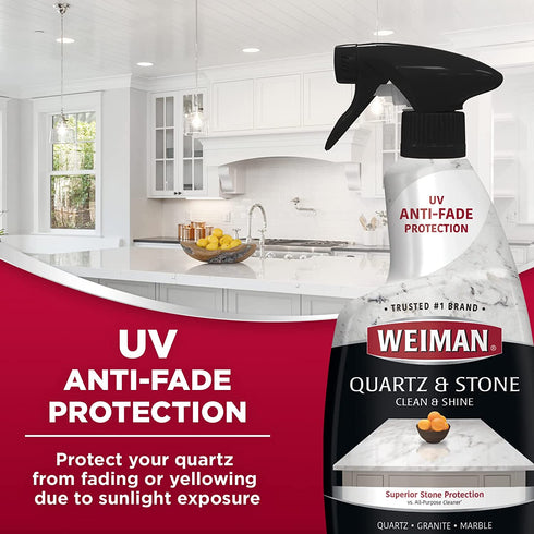 Weiman Quartz Countertop Cleaner and Polish - 24 Ounce - Clean and Shine Your Quartz Countertops Islands and Stone Surfaces with Ultra Violet Protection
