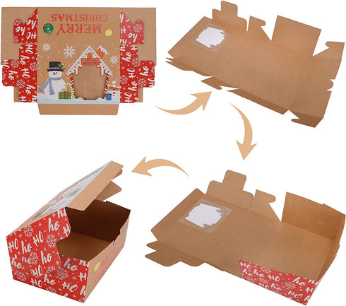 30 Pack Christmas Cookie Boxes for Gift Giving Christmas Bakery Box with Window Large Kraft Holiday Baking Box with Lids for Pastries Cupcakes Candy and Party Favor 8.3 x 5.9 x3.5 Inch by Colorbib