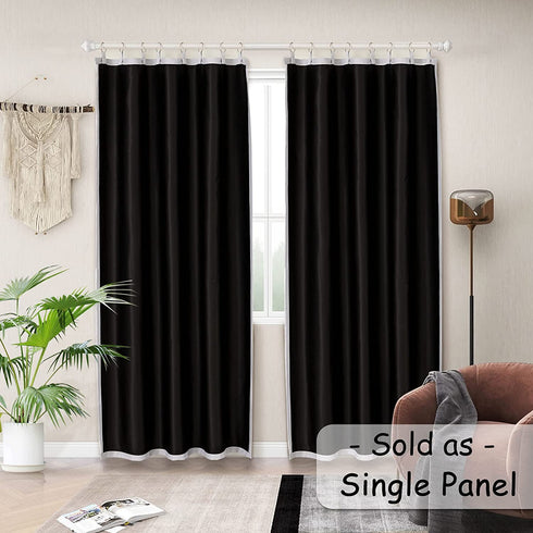 Melodieux Thermal Insulated Blackout Curtain Liner for 63 Inch Length Curtains, Off White/Black, 50 by 58 Inch, 1 Panel, Rings Included
