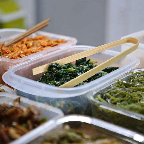 BambooMN 6.3" Mini Bamboo Disposable Tongs - Toast Tongs - 30pcs