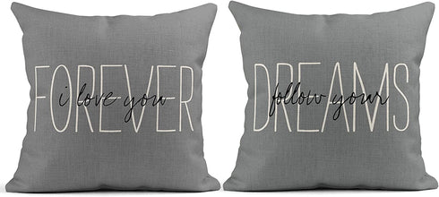 Tarolo Decorative Linen Throw Pillow Covers Cases Set of 4 Rustic Gray Love Rustic Gray You are My Favorite Partner Custom I Love You Forever Gray Rustic Gray Follow Pillow Cover Case 20x20 inches