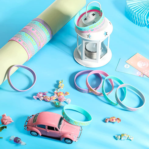 24 Pack Mermaid Silicone Wristband Mermaid Scale Bracelets I'm a Mermaid Wristband Mermaid Party Goody Bag Favors for Boys Girls Mermaid Birthday Party Under The Sea Themed Baby Shower Supplies