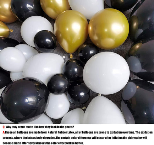 Beaumode DIY Black Gold White Organic Balloon Garland Arch Kit for Birthday Baby Shower Bridal Shower Countdown Wedding Graduation New Year Black -Tie Party Backdrop Decoration