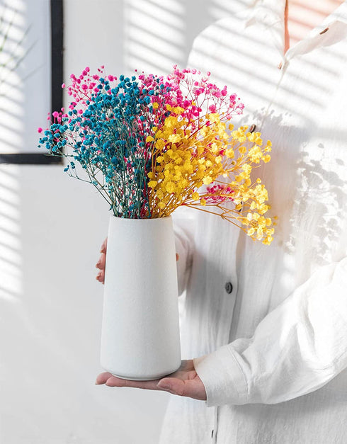Ceramic Vase - Flower Vase Minimalism Style for Modern Table Shelf Home Decor, Fit for Fireplace Bedroom Kitchen Living Room Centerpieces Office Desk (Solid White, Big)