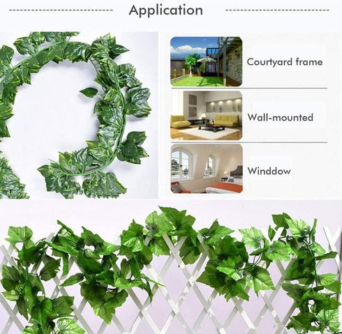 CQURE 24 Pack 168Ft Artificial Ivy Garland,Ivy Garland Fake Vines Leaf Garland Green Leaves Fake Plants Hanging Vine Plant Greenery Garland for Bedroom Wedding Party Garden Wall Decoration