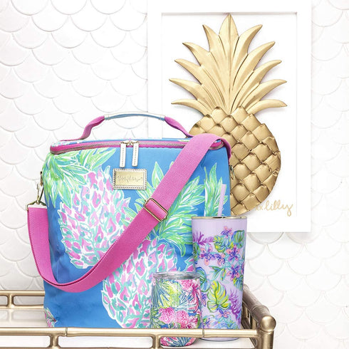 Lilly Pulitzer Double Wall Tumbler with Lid and Reusable Straw, Insulated Travel Cup Holds 24 Ounces, Mermaid in the Shade