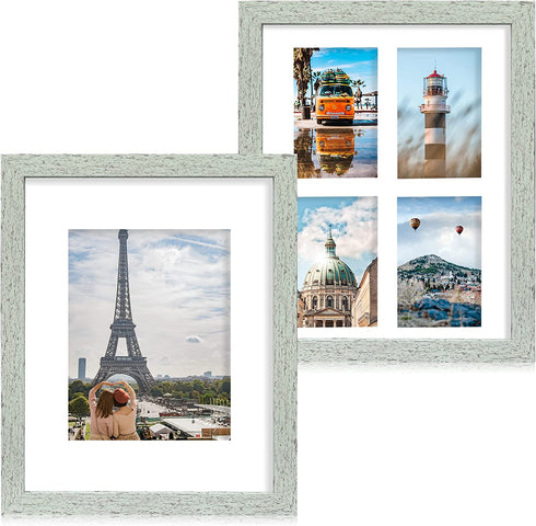Hongkee 11x14 Picture Frame Set of 2,Green Photo Frame of Rustic Style,Multi 11 by 14 Photo Frame for Wall or Tabletop Display(HK042515-MD11X14-GW(2PK))