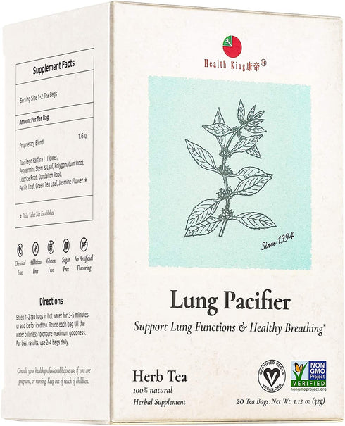 Health King Medicinal Teas Lung Pacifier Herb Tea Bags, 20 Count
