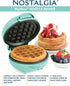 Nostalgia MyMini Personal electric waffle maker compact size 5 inch non-stick for kitchens, campers and more