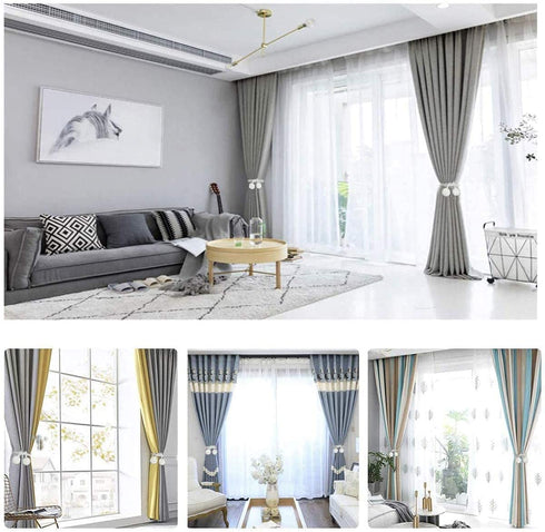 4 Pack Magnetic Curtain Tiebacks Convenient Drape Tie Backs Weave Holder for Window Draperies Hold Curtains Drape Ties Backs 16 inch Holdback (Silver Gray)