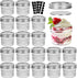 CycleMore 20 Pcs 4oz 100ml 4 oz Clear Glass Mini Mason Jars With Silver Separable Lids and Diamond appearance, Small Mason Jars Round Canning Jars Spice Jars for Honey, Jam, Jelly, Wedding Favors, Kitchen Food Storage