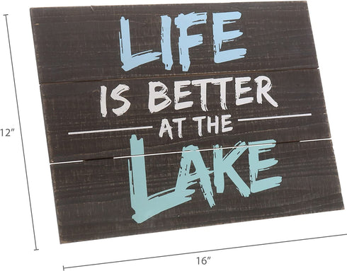 Barnyard Designs Life is Better at The Lake Decor Sign Rustic Wood Lake House Cabin Home Wall Decoration 15.75 x 11.75
