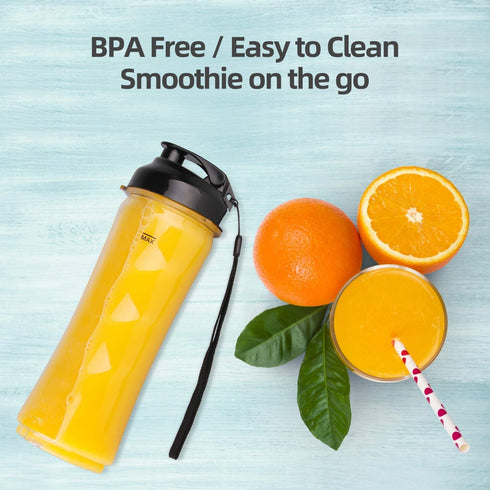 La Reveuse Smoothies Blender Personal Size 300 Watts with 18 oz BPA Free Portable Travel Sports Bottle (Light Blue)