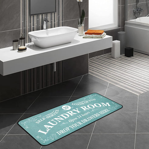 Laundry Room Rug Runner Non Slip Laundry Mats Mudroom laundromat Runner Farmhouse Kitchen Floor Mat Bathroom Laundry Room Decor Accessories( 20 X 47 inch, Teal )