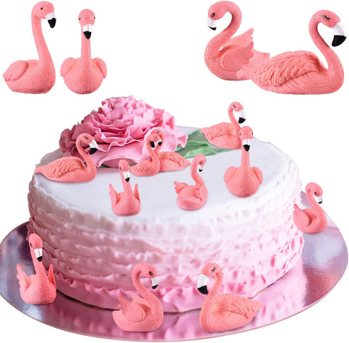 25 Pieces Flamingo Cake Decorations Mini Flamingo Miniature Figurines DIY Handmade Decor Ornaments for Flamingo Party Bridal Wedding Car Accessories