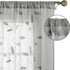 HOMEIDEAS Light Grey/Gray Sheer Curtains 52 X 96 Inches Long 2 Panels Embroidered Leaf Pattern Pocket Faux Linen Floral Semi Sheer Voile Window Curtains/Drapes for Bedroom Living Room